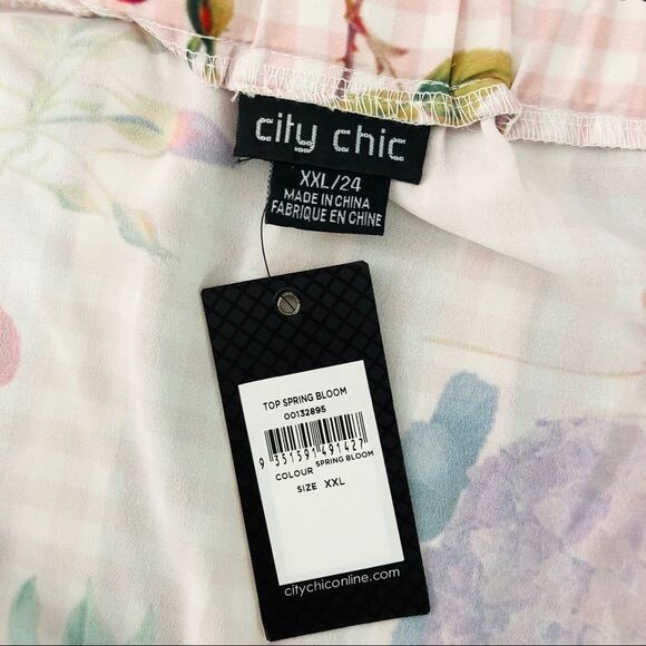 🔥5 for $25🔥 City chic spring blooms pink gingham floral blouse - Picture 7 of 11